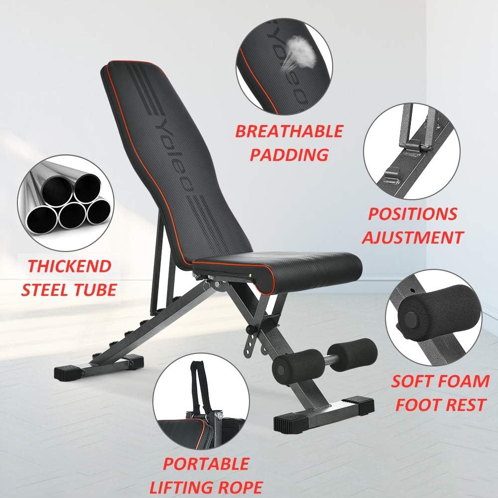 Adjustable Weight Bench, Foldable Strength Training, 330 lbs Capacity, Incline/Decline/Flat Home Gym Z6649