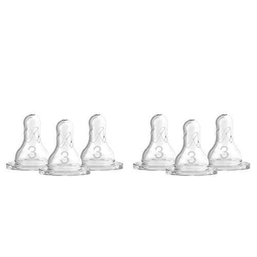 Baby Bottle Silicone Nipples, Medium-Fast Flow, 6 Pack H656331