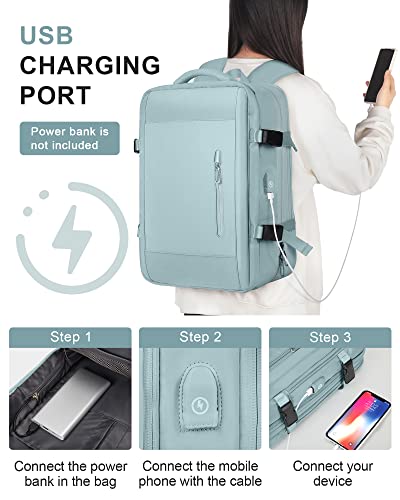 Large Laptop Travel Backpack for Women Carry On Airline Approved Expandable Work Personal Item Blue T159849