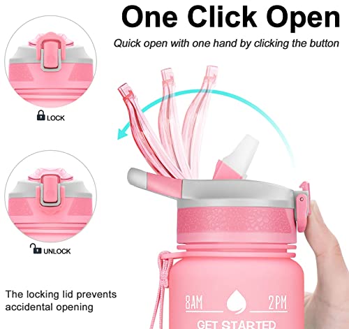 32oz Leakproof Sports Water Bottle with Straw & Time Marker U57220