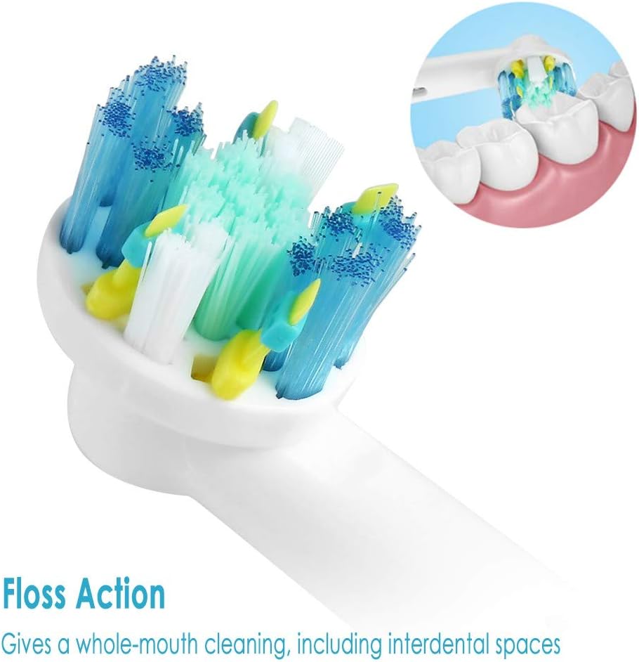 Replacement Brush Heads for Electric Toothbrush, Floss Action, Pack of 4 F200530