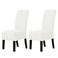 Easy-Going Dining Chair Covers Stretch Parsons Chair Slipcover with Skirt Chair Covers for Dining Room Restaurant Banquet (2 PCS, White)