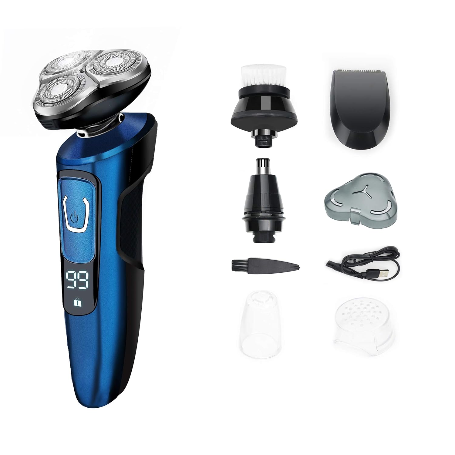 Men's Electric Shaver Kit with Nose Trimmer, Beard Trimmer, and Facial Brush J745582
