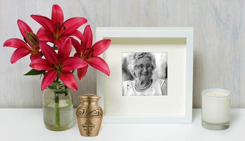 Cremation Urns for Adult with Case & Bags - Mini Keepsake Urns, Bronze Cross G13667
