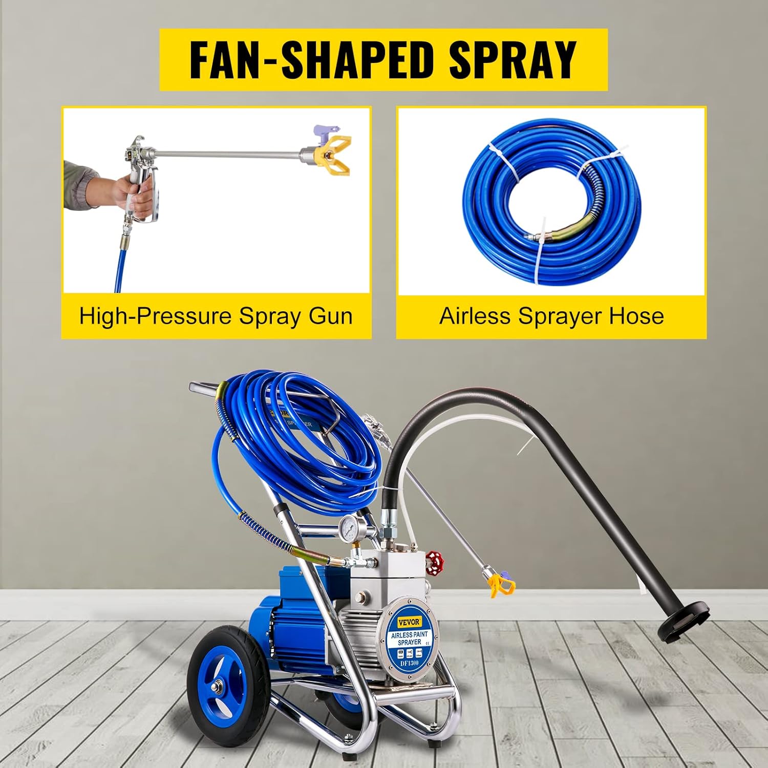 Airless Paint Sprayer, 1500W, 1GPM with 50ft Hose D468237