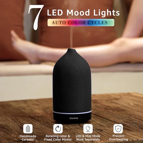 Ceramic Aromatherapy Diffuser with 7 Color Lights, Auto Shut Off for Home Office G173961
