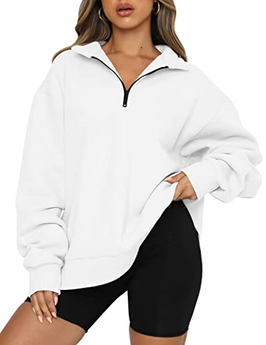 Trendy Queen Womens Oversized Sweatshirts Hoodies Half Zip Pullover Fall Fashion Outfits 2024 Y2k Clothes