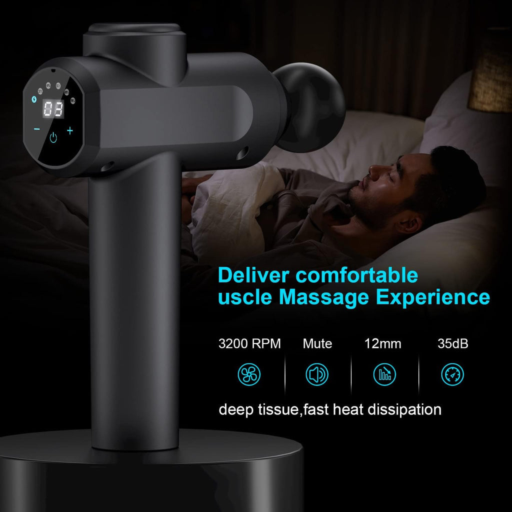 Percussion Massage Gun with 8 Heads and LCD Touch Screen F659