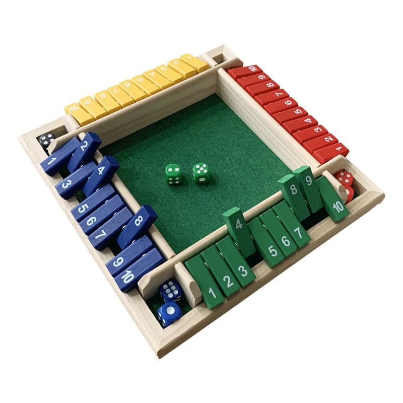 Shut the Box Dice Game, 12 Inches, 2-4 Player Wooden Tabletop Math Game H71444