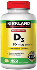 Kirk-Land Signature Extra Strength Vitamin D3 2000 IU 600 Softgels (Pack of 2)