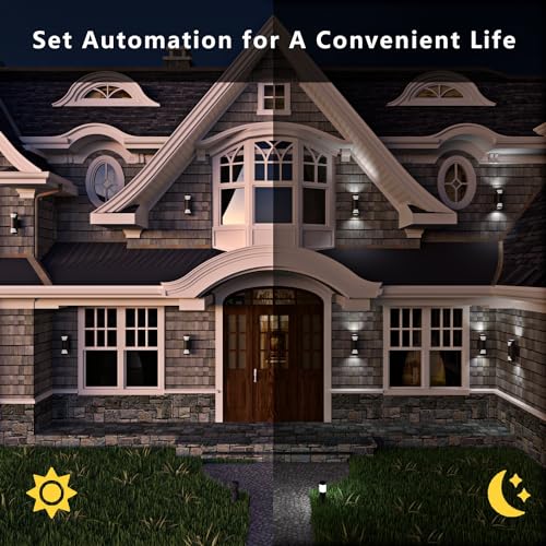Outdoor Wall Lights 2 Pack, Dusk to Dawn, Black, Up and Down for Garage B18791