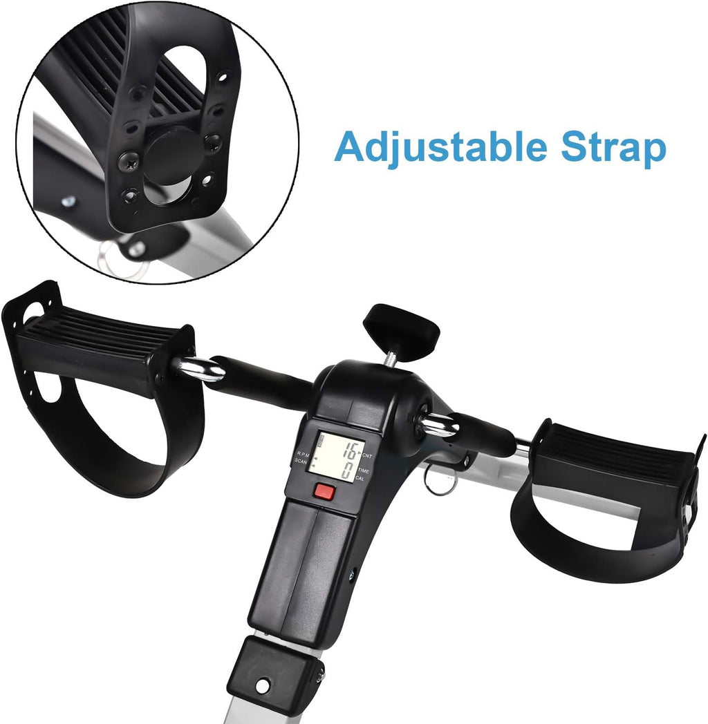 Under Desk Bike Pedal Exerciser with LCD Monitor, Foldable for Arms and Legs J32289