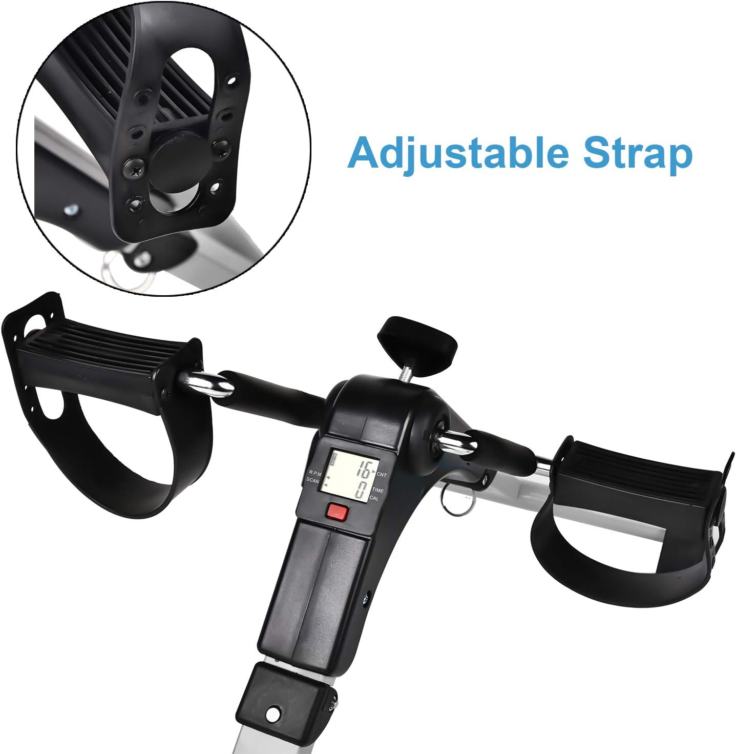 Under Desk Bike Pedal Exerciser with LCD Monitor, Foldable for Arms and Legs J32289