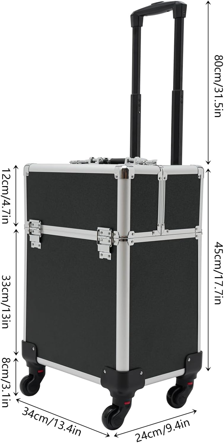 Rolling Makeup Case with 4 Trays and Locks G677493