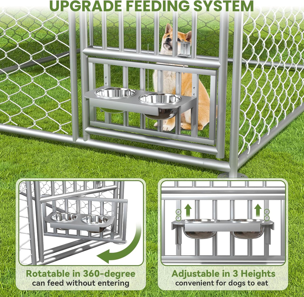Outdoor Dog Kennel with Roof and Waterproof Cover P787633