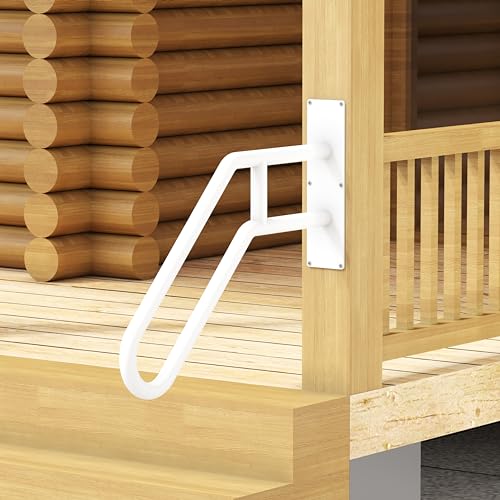 Outdoor Step Handrails - Wall Mount Heavy Duty Steel Stair Railing for 1-3 Steps B88790