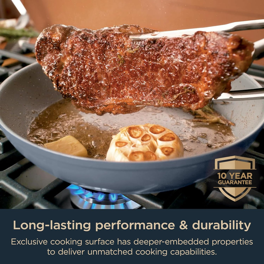 14-Piece Non-Stick Cookware Set with Glass Lids, Ceramic Coated, Oven Safe H452