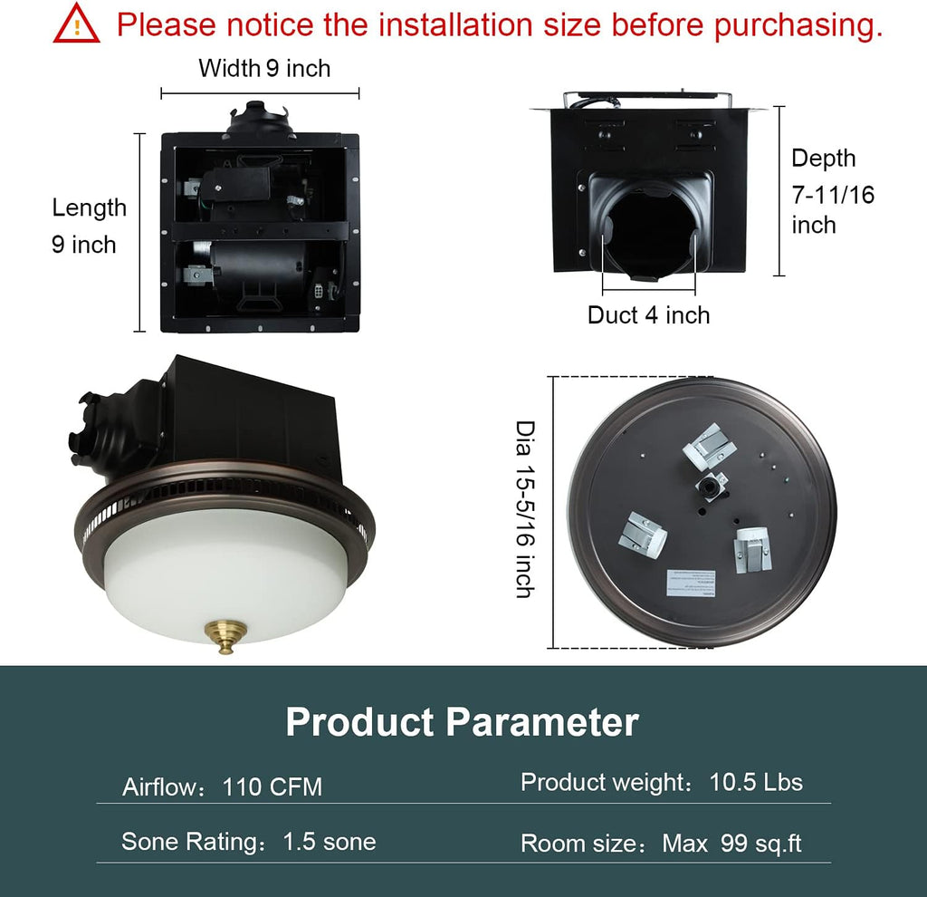 Round Exhaust Bathroom Fan with Light and Nightlight P24698