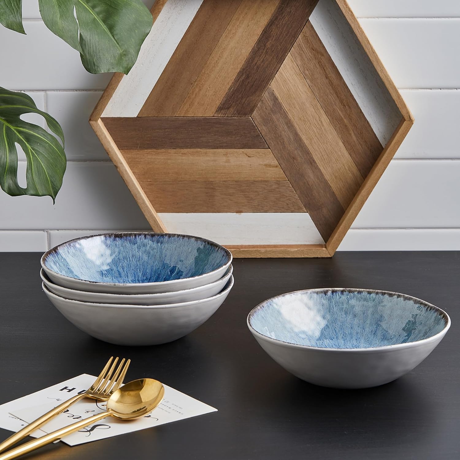 Blue Stoneware Dinnerware Set, 16-Piece X6825
