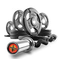 XMark Olympic Bar Curl Bar with Weights Offer, Olympic Weights Pair or Set of TRI-GRIP Olympic Weight Plates, Premium Quality, Rubber Coated XM-3377 with EZ Curl Bar, Black Manganese 28mm BLACKSMITH