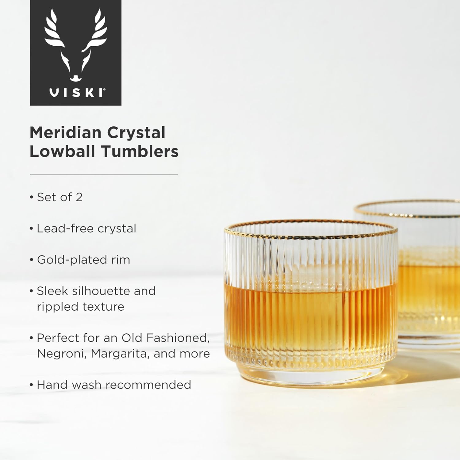 Crystal Lowball Whiskey Glasses, 12oz Set of 2 E3308