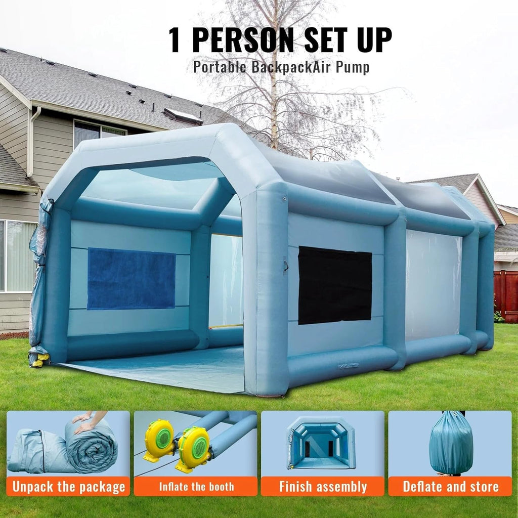 Inflatable Paint Booth 20x10x8ft Spray Booth Tent with Blowers and Air Filter System V617