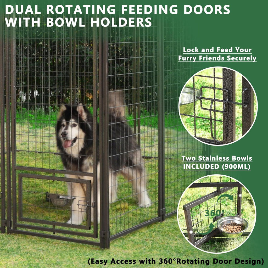 Dog Kennel Outdoor 10 x 10 with Roof and Lockable Door Y864094