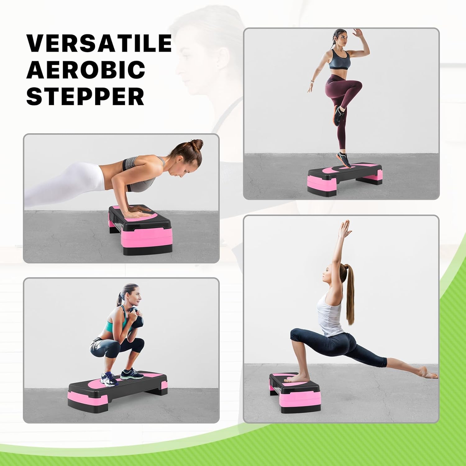 31-Inch Adjustable Workout Step Platform with Risers for Cardio and Strength Training V54186