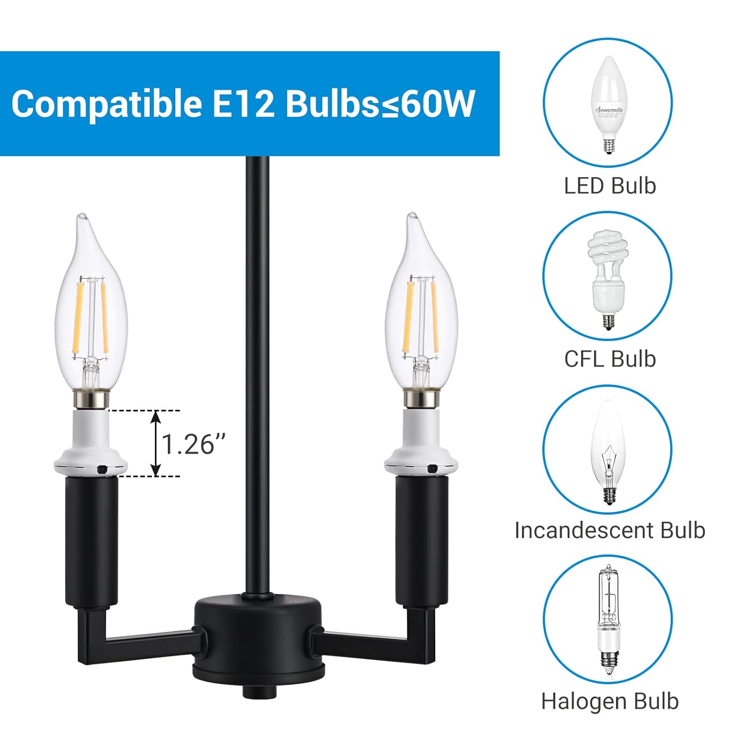 Dusk to Dawn E12 Candelabra Light Socket with Photocell Sensor, 2 Pack S980370