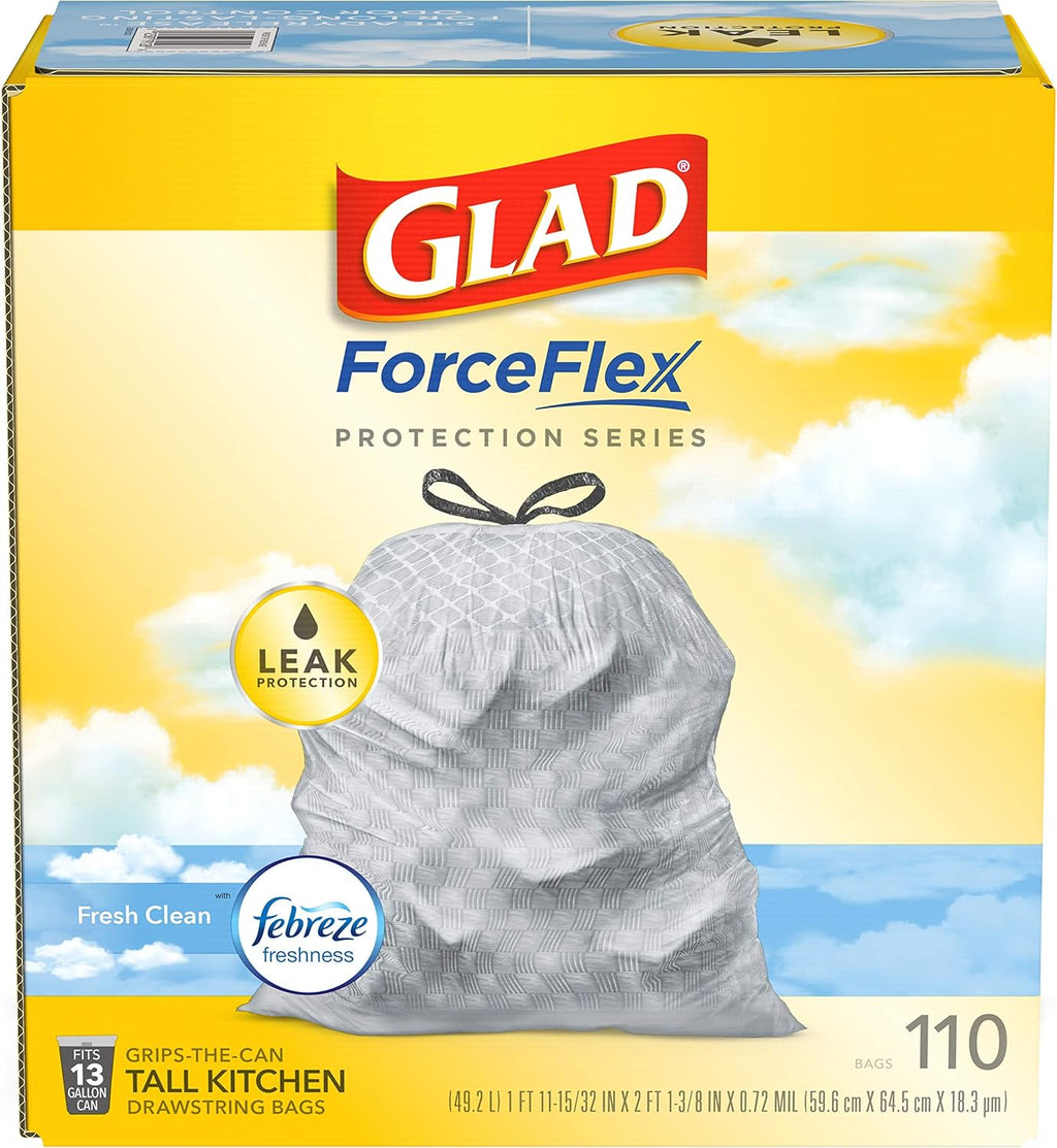 Tall Kitchen Drawstring Garbage Bags, 13 Gal, 110 Ct D3591