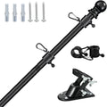 Flag Poles for Outside House, 6FT Flag Pole Kit for American Flag - Residential and Commercial Flagpole for House Garden Yard - Professional Metal Flag Pole with Two-Position Bracket Holders Black