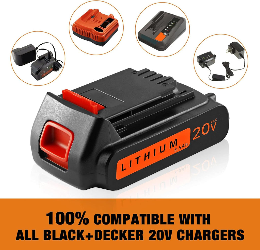 2Pack 3500mAh Replacement for Black and Decker 20V Lithium Battery R510