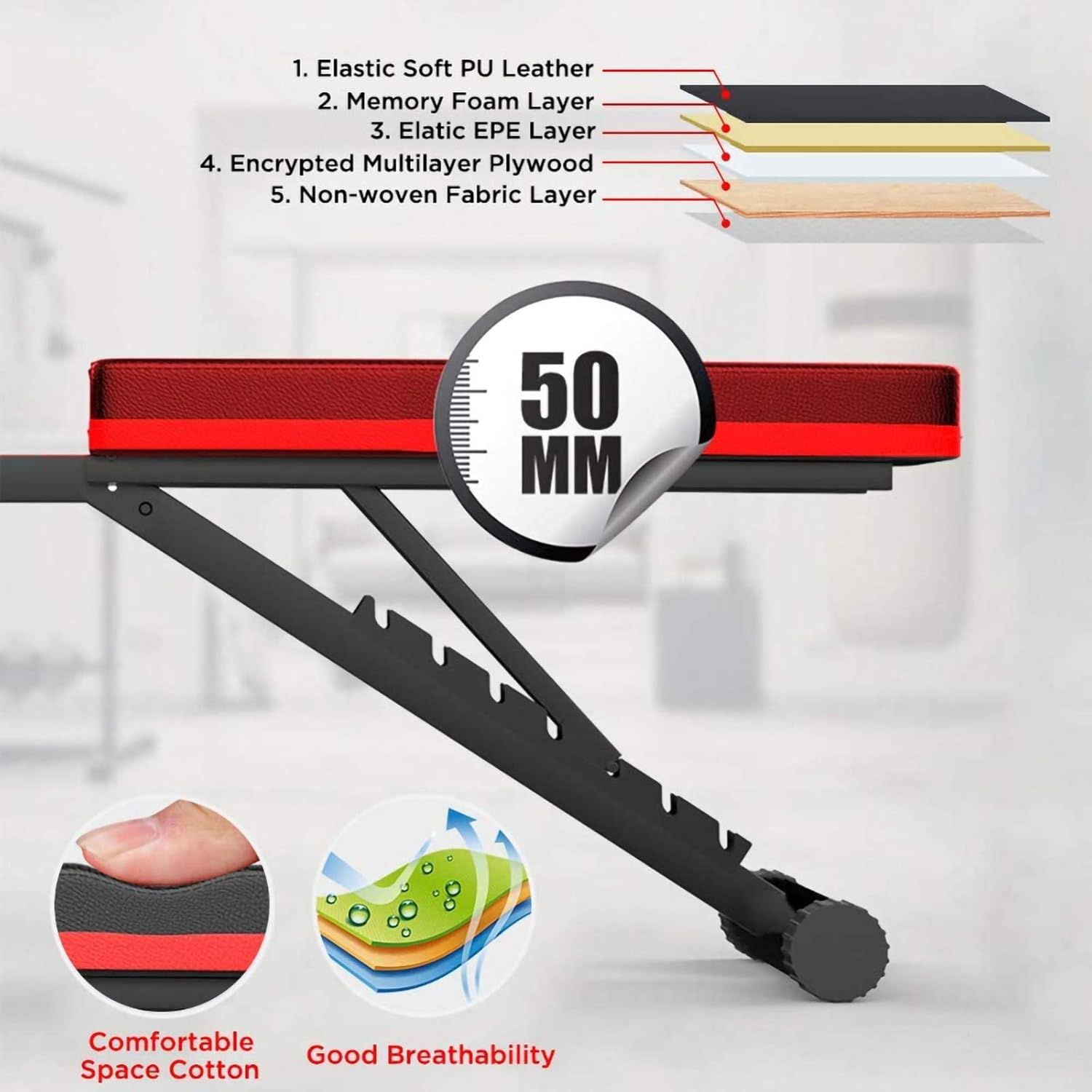 Adjustable Folding Weight Bench for Home Gym Y162
