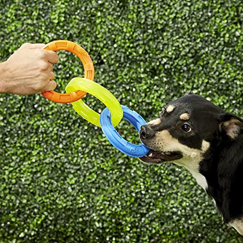 10.5in Rubber 3-Ring Tug Dog Toy, Lightweight, Durable, Water Resistant C841
