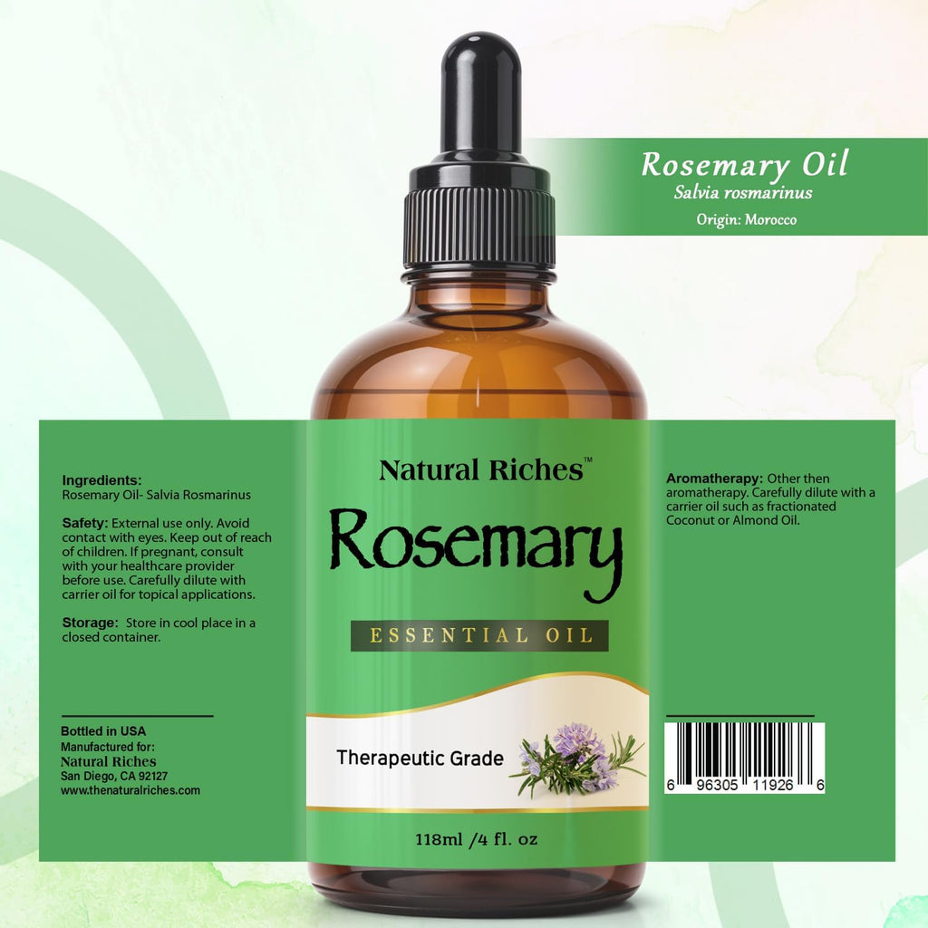 Rosemary Essential Oil for Hair, Skin & Aromatherapy, 4 fl oz Y464725