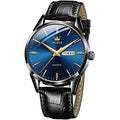 Men's Casual Watches Brown Black Leather Strap Fashion Business Easy to Read Dress Watch for Men Waterproof Luminous Day Date Analog Quartz Wrist Watches