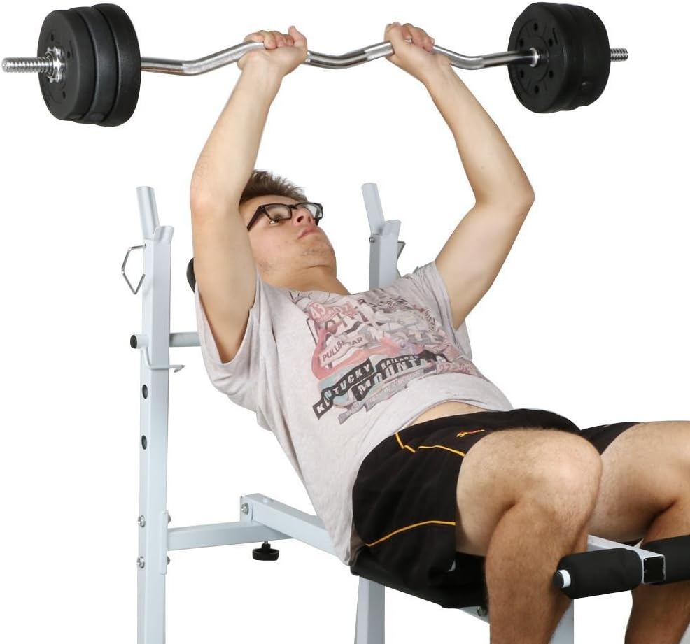 Curl Olympic Bar and Barbell Set with Adjustable Weight Plates for Home Fitness M710425