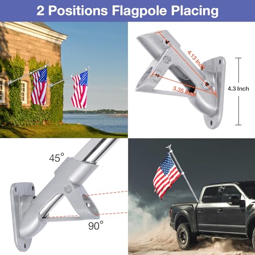 6FT Flag Pole Kit with Holder Bracket, Stainless Steel Tangle Free for Outside Porch I5911