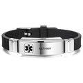 Bracelet Custom Engraved Silicone Adjustable Sport Name ID Identification Alert Medical Bracelet for Men Women Stainless Steel Rubber- (Bundle with Emergency Card, holder)