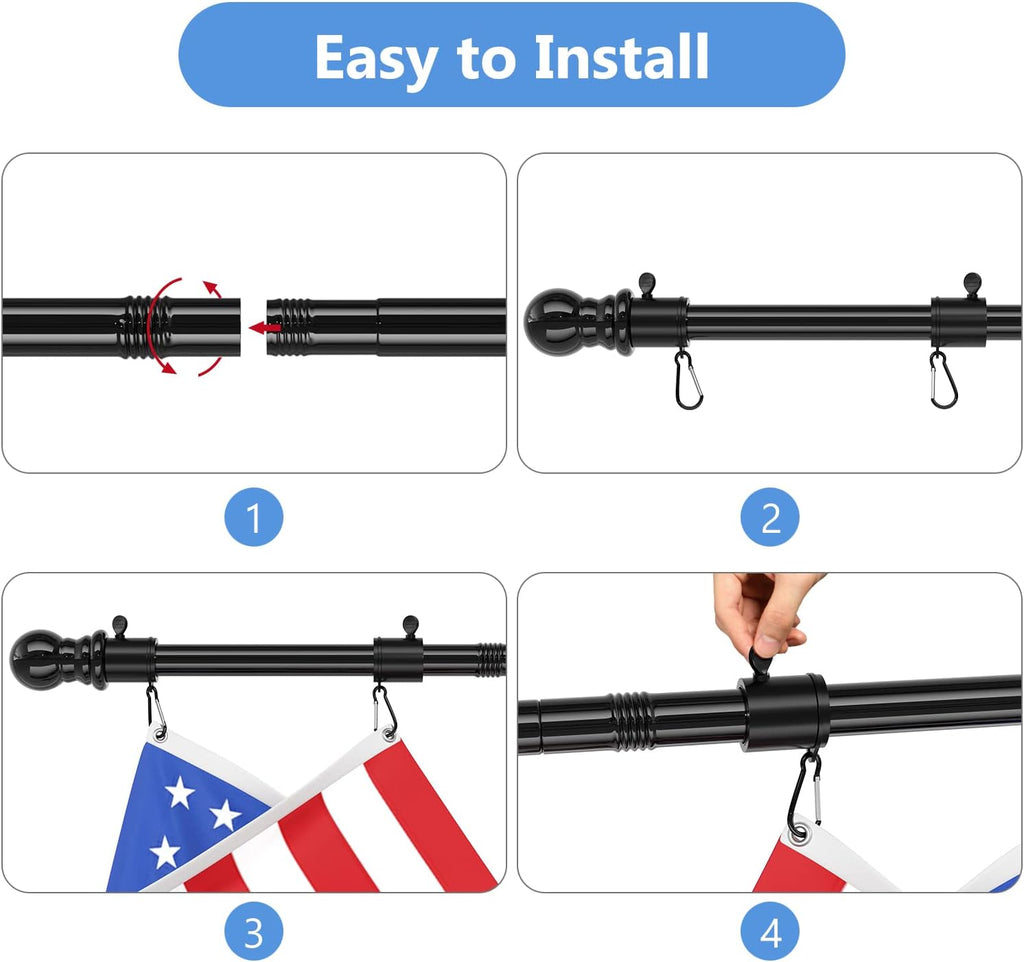 6FT Metal Flag Pole for Outside House with Bracket, Black F383353