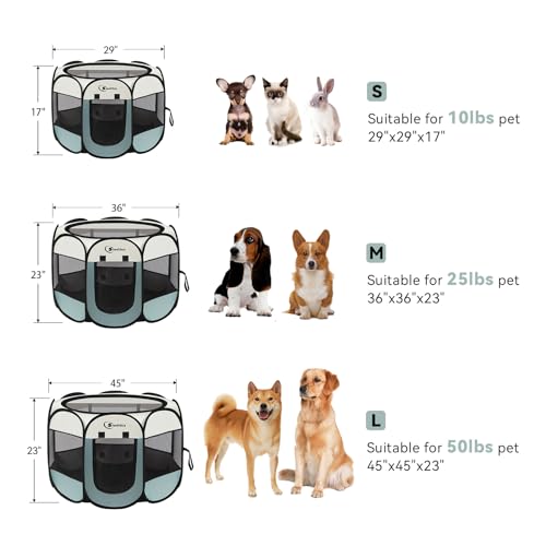 Dog Playpen Portable Pop Up Kennel with Carrying Case, Grey U939
