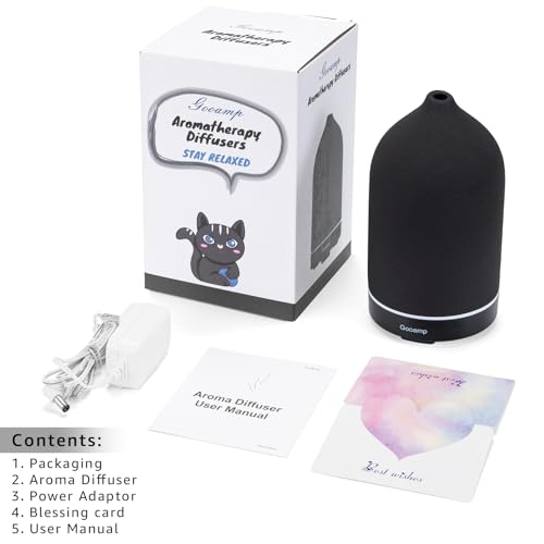 Ceramic Aromatherapy Diffuser with 7 Color Lights, Auto Shut Off for Home Office G173961