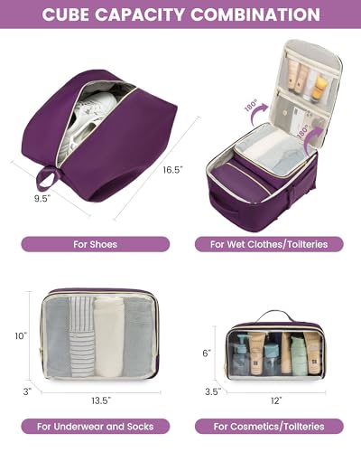 Carry On Travel Backpack for Women, 40L Personal Item Bag with 3 Packing Cubes X306830