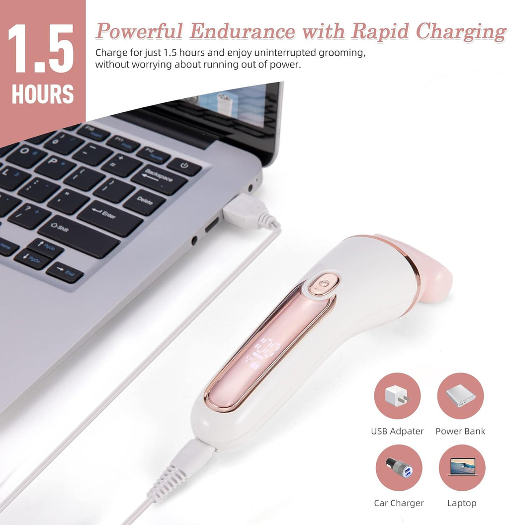 2-in-1 Rechargeable Lady Shaver for Legs, Arms, Face Hair Removal J6977
