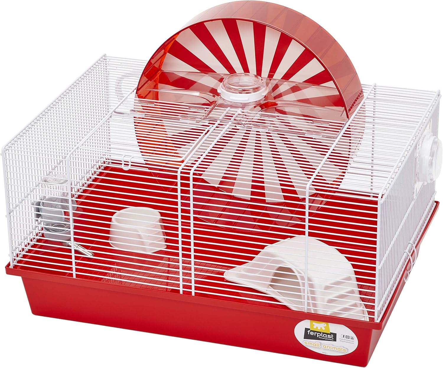 Ferplast "Coney Island Theme Modular Hamster Cage Featuring XXL 11.75-Inch Diameter Exercise Wheel, includes All Accessories, 19.7L x 13.8W x 9.8H Inches,