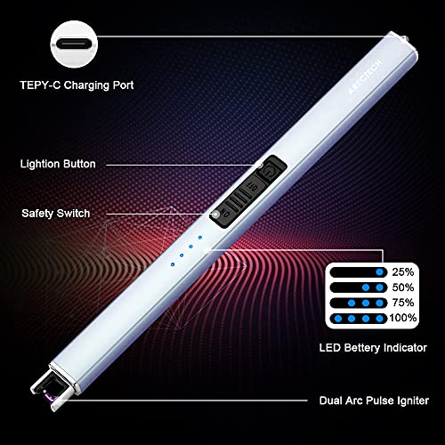 Electric Lighter Rechargeable Type-C USB Plasma Arc for Candle Camping Kitchen T23145
