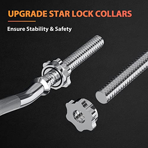 47" Curl Bar for Hip Thrusts, Squats, Lunges, 1-inch Plates, with 2 Star Collars B235924