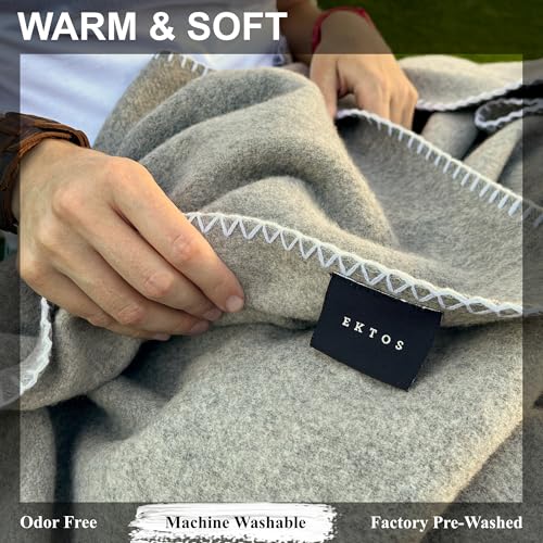 100% Virgin Wool Blanket for Car and Winter Camping, Full Size X749255