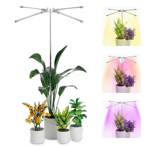 63.8 Inch Grow Lights for Indoor Plants Full Spectrum, Tall Plant Lights for Indoor Growing with 72 LEDs, Auto Timer with 10 Dimmable Levels, Height Adjustable Halo Grow Lamp for Small Tall Plants