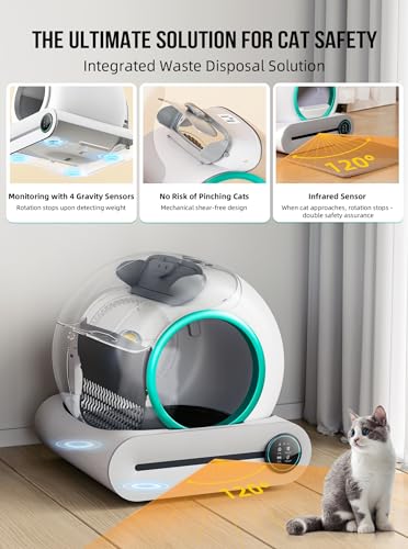 Self-Cleaning Cat Litter Box with Mat and Liners, Large Capacity, APP Control R943247